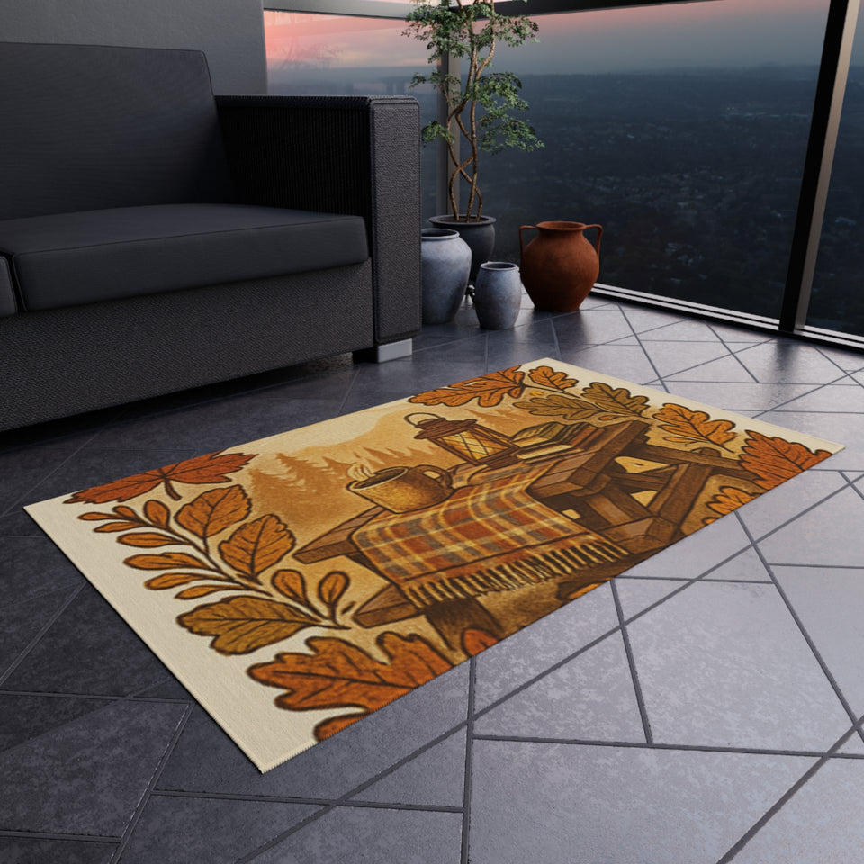 Autumn Outdoor Rug, Patio Mat, Fall Decor, Camping Mat, Outdoor Living Accents, Seasonal Home Decor