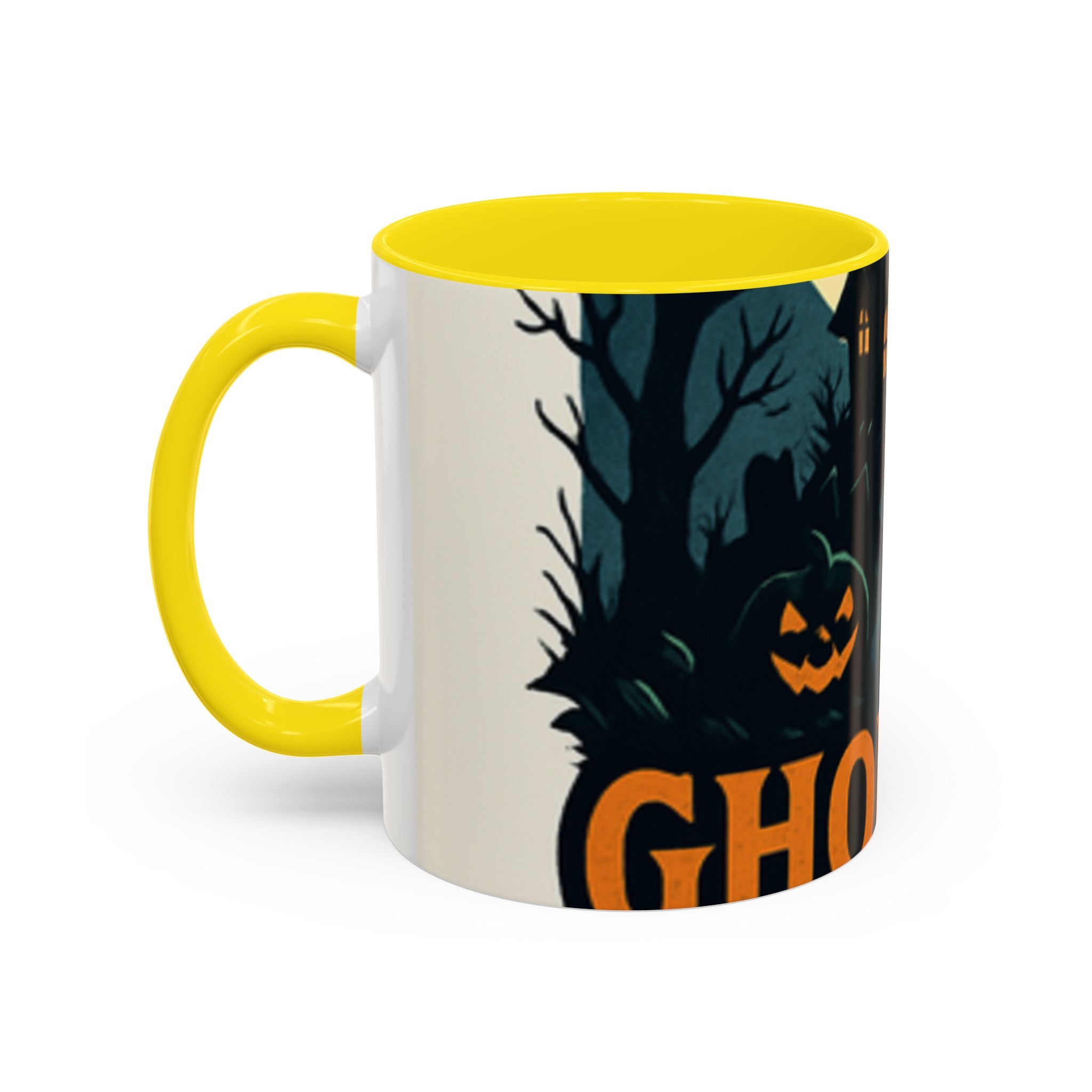Spooky Cozy October Accent Coffee Mug — Autumn Vibe Ceramic (11/15 oz)