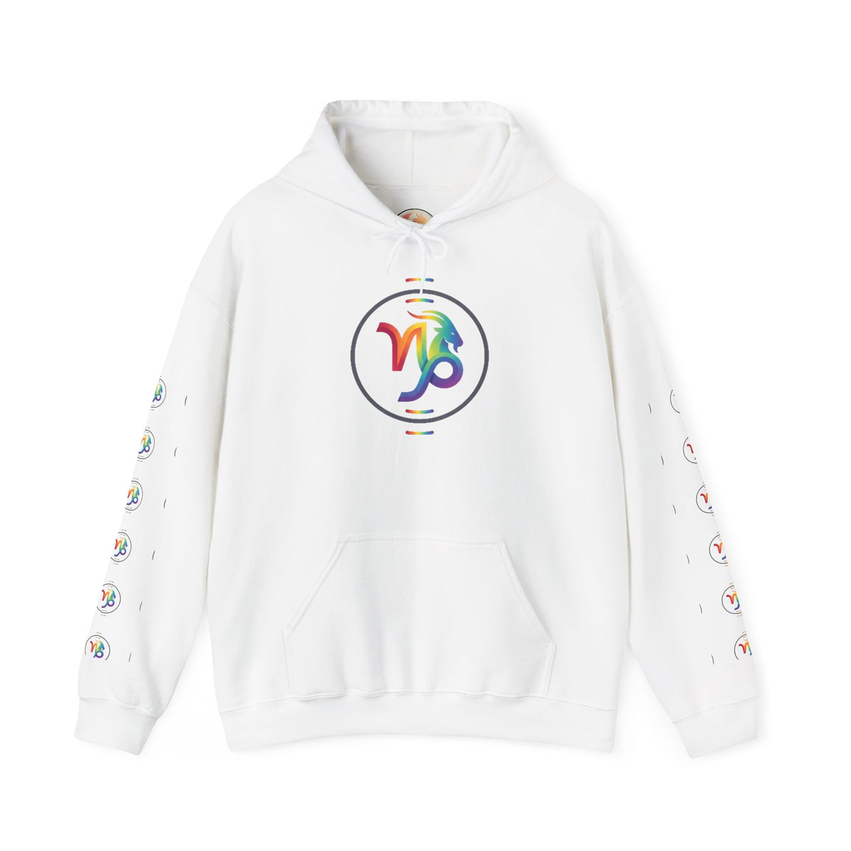 Capricorn Rainbow Zodiac Hoodie — Colorful Astrology Sweatshirt with Capricorn Symbol