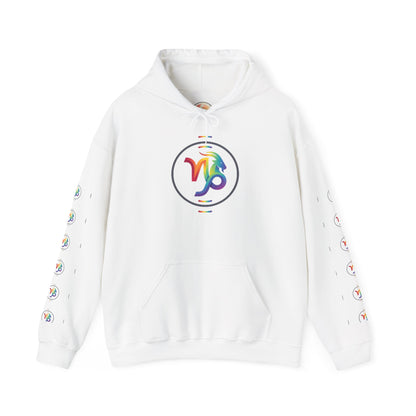 Capricorn Rainbow Zodiac Hoodie — Colorful Astrology Sweatshirt with Capricorn Symbol