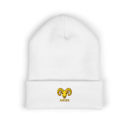 Aries Zodiac Embroidered Cuffed Beanie