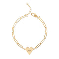 Engravable Paperclip Heart Bracelet — Personalized Gold or Rose Gold Chain
