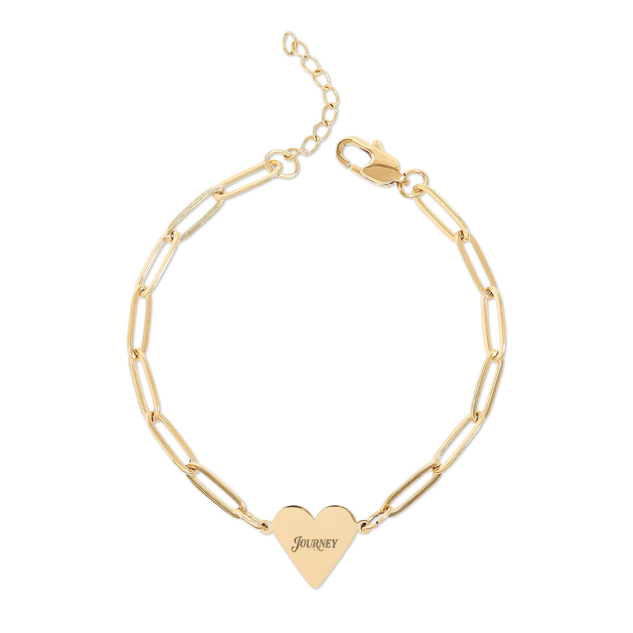 Engravable Paperclip Heart Bracelet — Personalized Gold or Rose Gold Chain