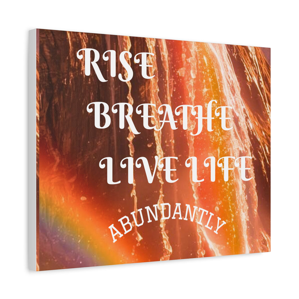 Inspirational Wall Art Canvas, RISE & BREATHE, Motivational Home Decor, Gift for Yoga Lovers, Positive Vibes Art