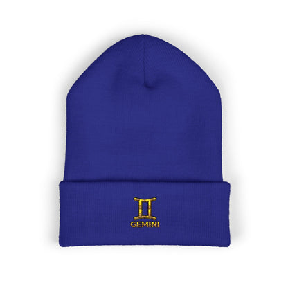 Embroidered Gemini Zodiac Cuffed Beanie