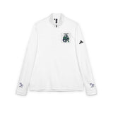 Green Floral Dragon Embroidery Quarter-Zip Pullover