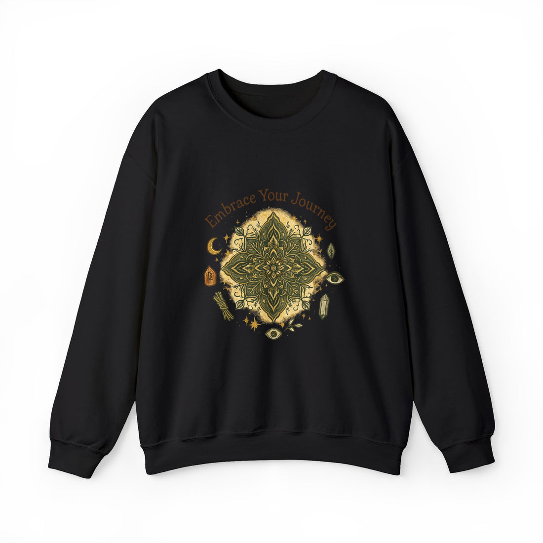 Embrace Your Journey Mandala Crewneck Sweatshirt | Boho Spiritual Meditation