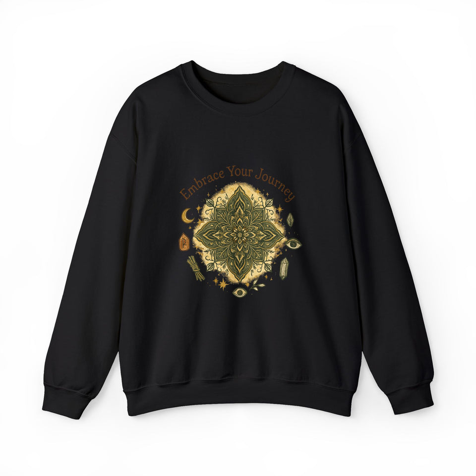 Embrace Your Journey Mandala Crewneck Sweatshirt | Boho Spiritual Meditation