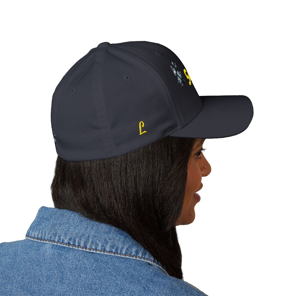 Floral embroidered baseball hat with back motif