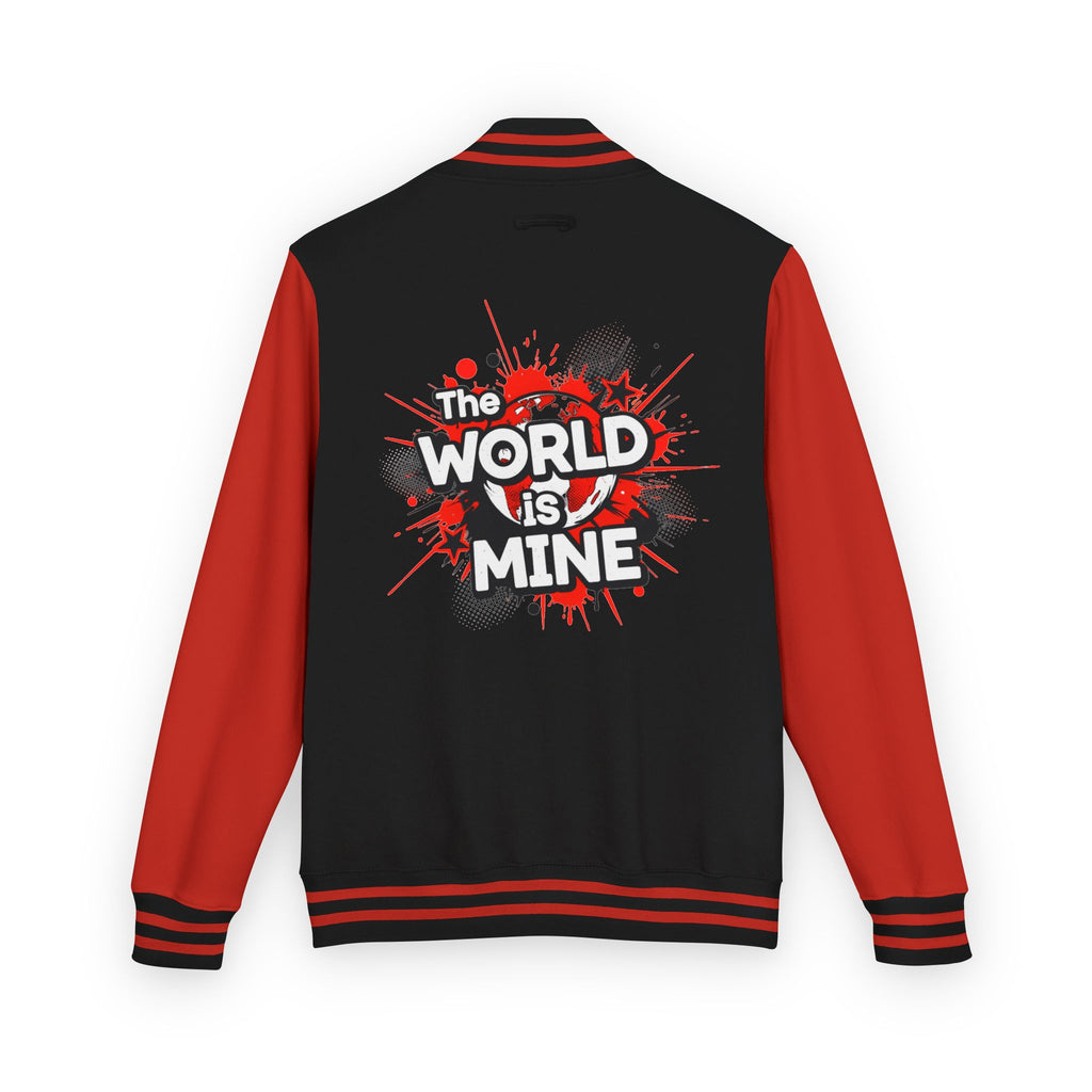 World Is Mine Graffiti Logo Letterman Jacket | KC Chest Monogram