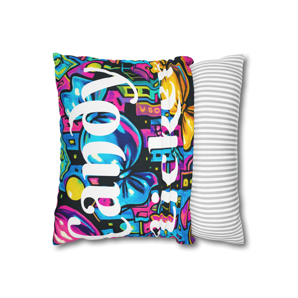 Retro Candy Pillow Cover — Colorful Pop Art Decor