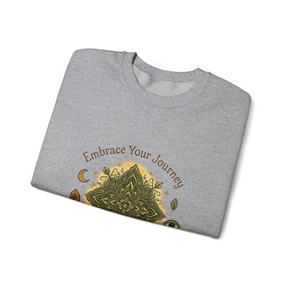Embrace Your Journey Mandala Crewneck Sweatshirt | Boho Spiritual Meditation