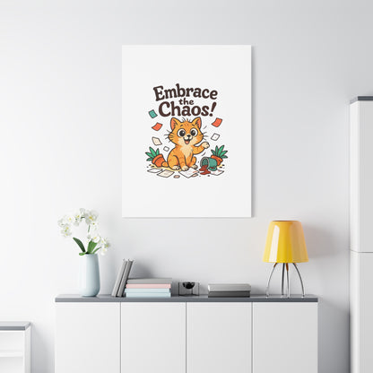 Embrace the Chaos! Cat Canvas Wall Art — Playful Orange Kitten Illustration