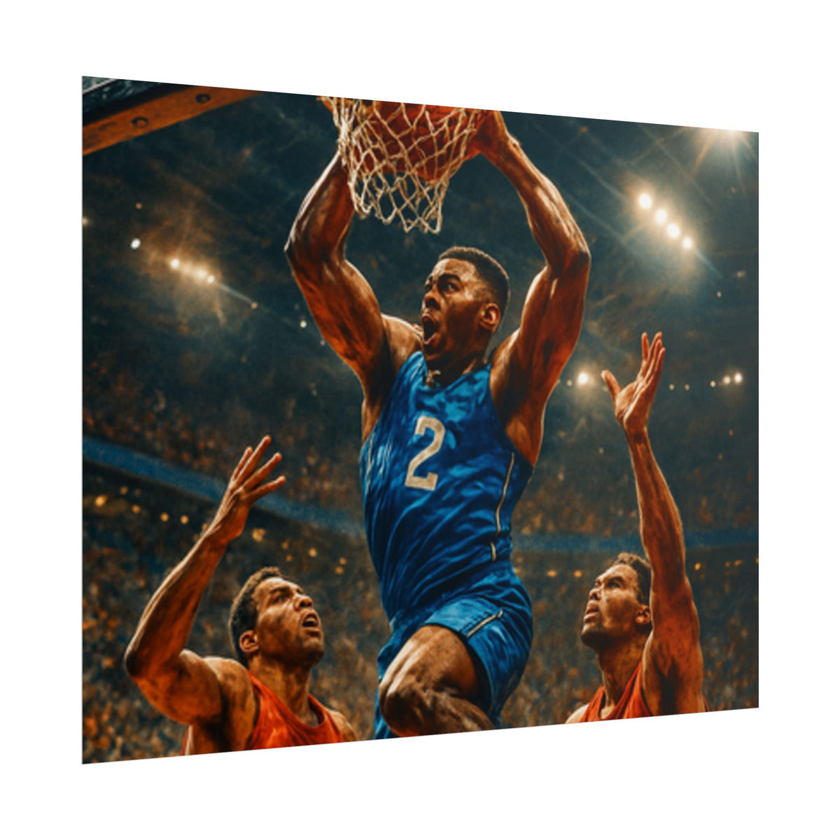 Poster Print, Dynamic Basketball Art Decor for Gamer Gift, Man Cave, Athletic Office, Sports Wall Art