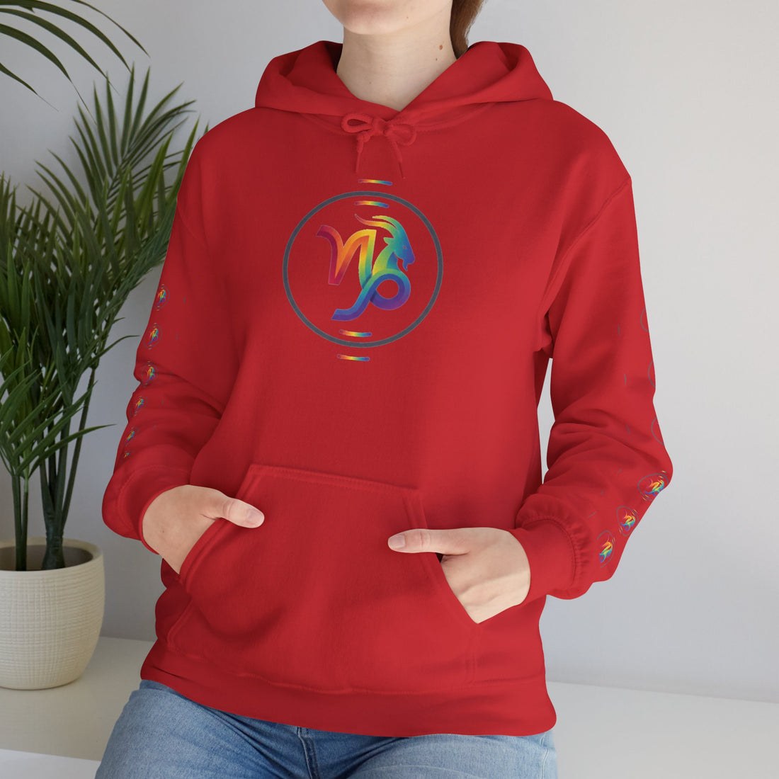 Capricorn Rainbow Zodiac Hoodie — Colorful Astrology Sweatshirt with Capricorn Symbol