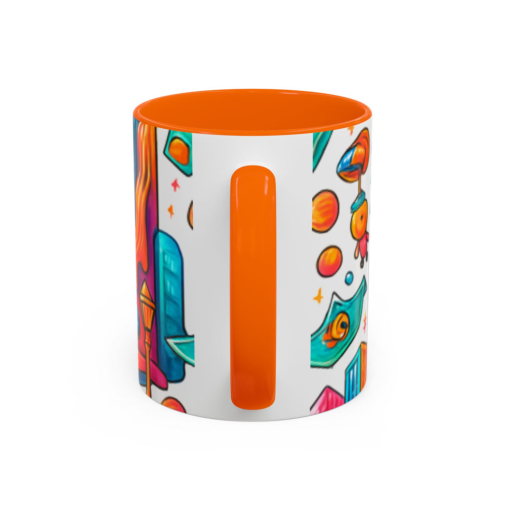 Colorful Cosmic Design Accent Coffee Mug | Cute Modern Cosmic Art