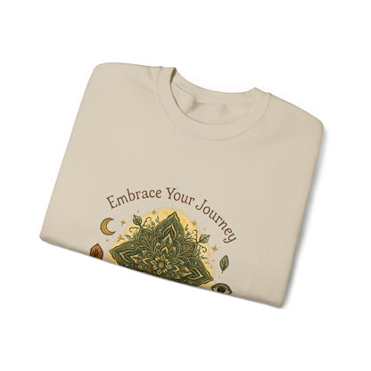 Embrace Your Journey Mandala Crewneck Sweatshirt | Boho Spiritual Meditation