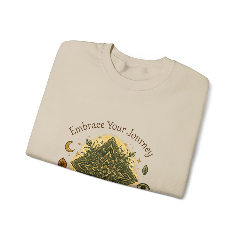 Embrace Your Journey Mandala Crewneck Sweatshirt | Boho Spiritual Meditation