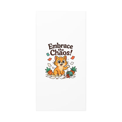 Embrace the Chaos! Cat Canvas Wall Art — Playful Orange Kitten Illustration