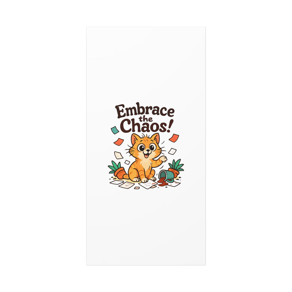 Embrace the Chaos! Cat Canvas Wall Art — Playful Orange Kitten Illustration
