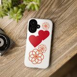 Floral Heart Pattern Phone Case | Tough Phone Cover, Spring Floral Design