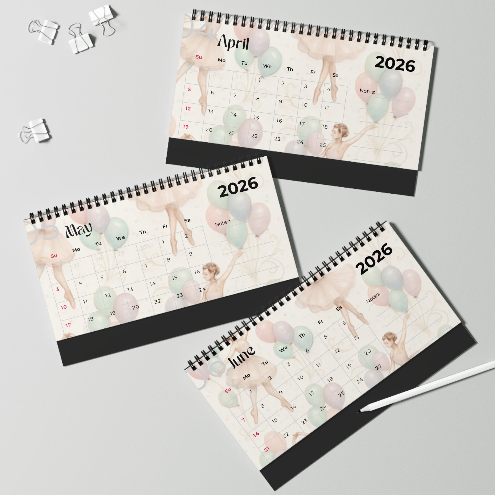 Lil Ballerina Personalized Desktop Calendar | Custom Name, Dance Theme
