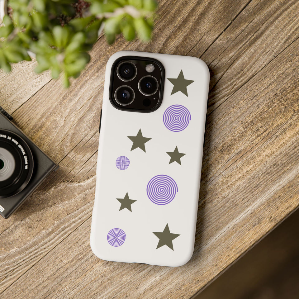Trendy Phone Case, Stylish Phone Cover, Protective Phone Shell, Unique Phone Accessory, Gift for Her, Star and Swirl Design