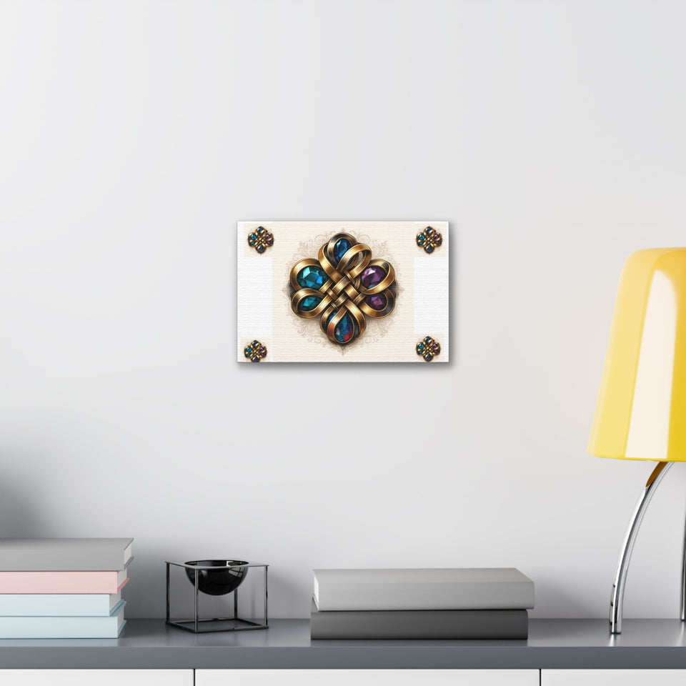 Canvas Wall Art, Elegant Gemstone Knot Design, Home Decor, Unique Gift, Art Print, Wall Hanging, Apartment Decor