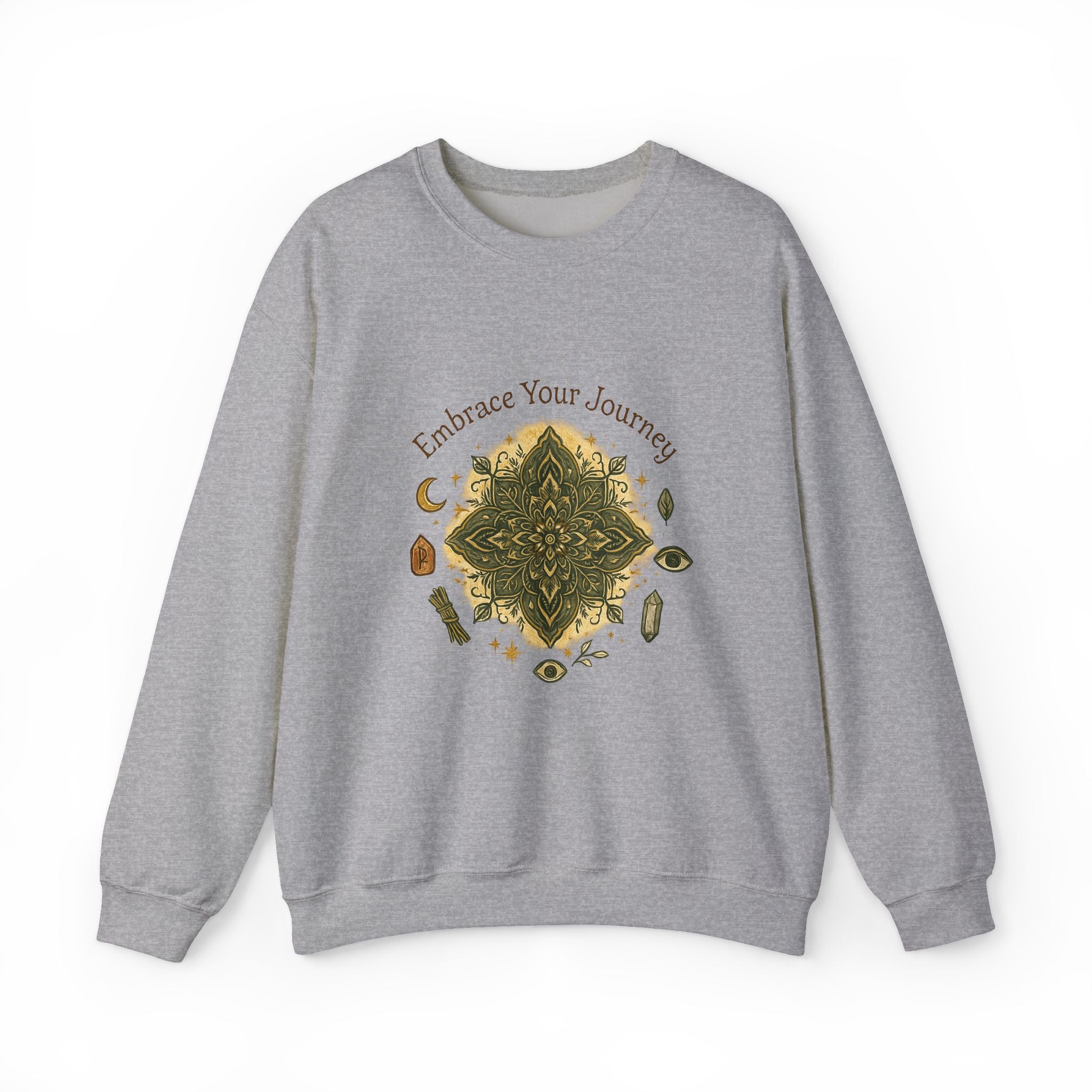 Embrace Your Journey Mandala Crewneck Sweatshirt | Boho Spiritual Meditation