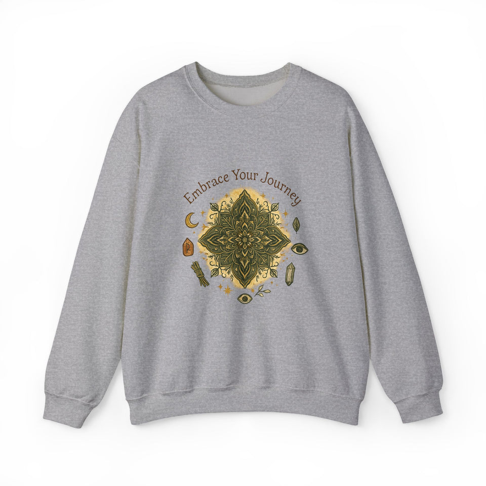 Embrace Your Journey Mandala Crewneck Sweatshirt | Boho Spiritual Meditation