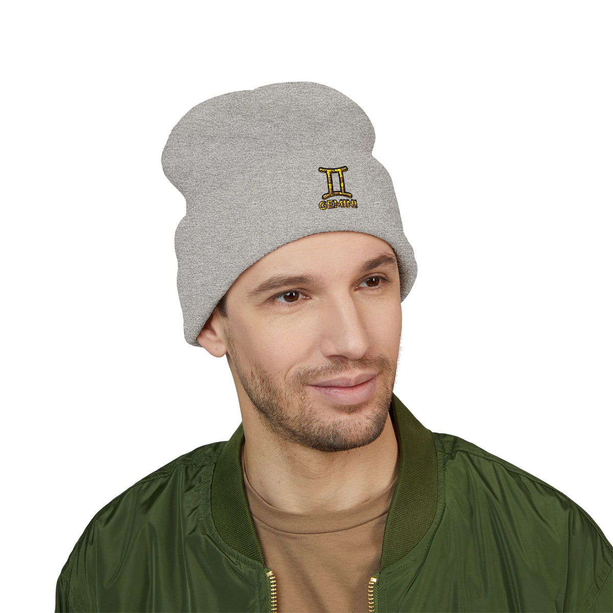 Embroidered Gemini Zodiac Cuffed Beanie