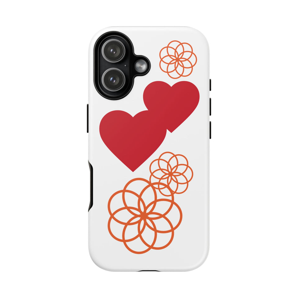 Floral Heart Pattern Phone Case | Tough Phone Cover, Spring Floral Design