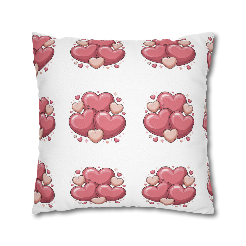 Heart Cluster Pillowcase — Cute Pink Valentine Decorative Throw Pillow