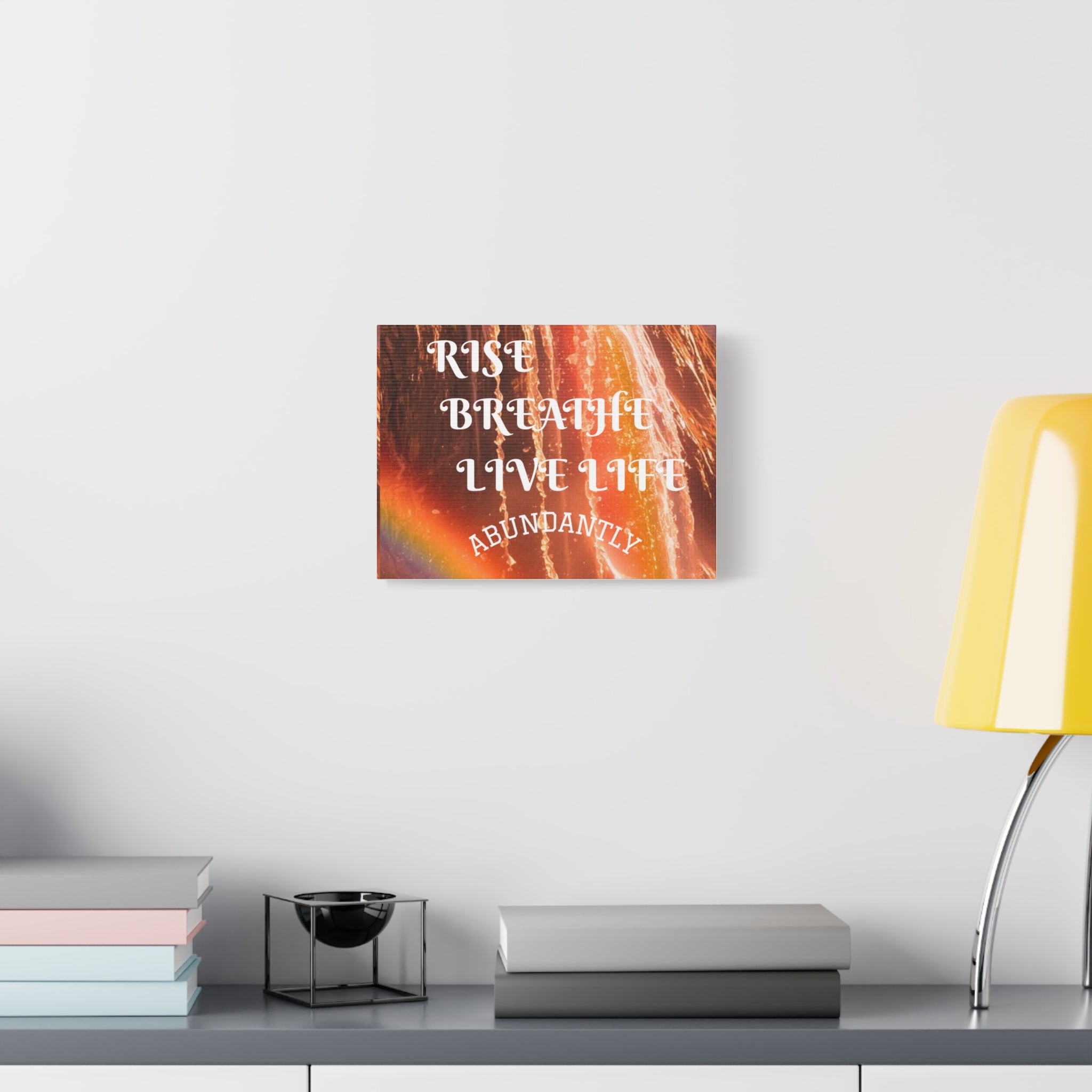 Inspirational Wall Art Canvas, RISE & BREATHE, Motivational Home Decor, Gift for Yoga Lovers, Positive Vibes Art