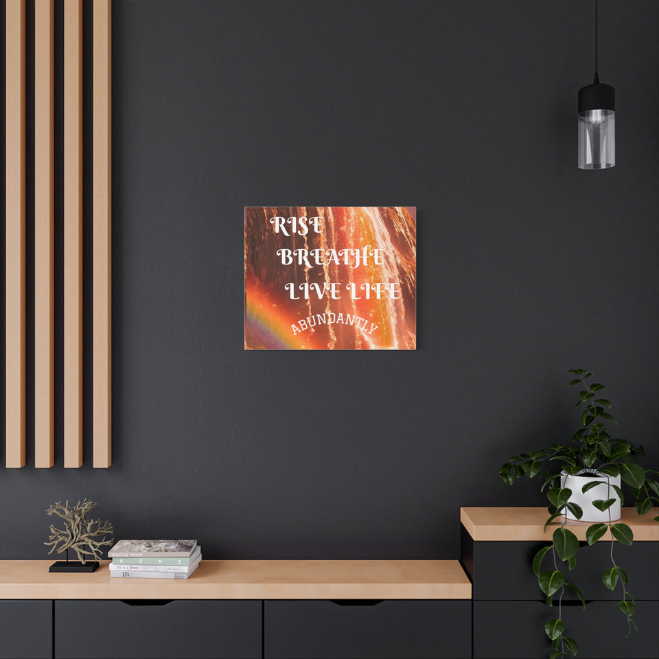 Inspirational Wall Art Canvas, RISE & BREATHE, Motivational Home Decor, Gift for Yoga Lovers, Positive Vibes Art