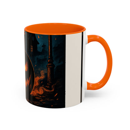 Spooky Pumpkin Coffee Accent Mug — Autumn Vibes Ceramic Coffee Cup (11/15 oz)
