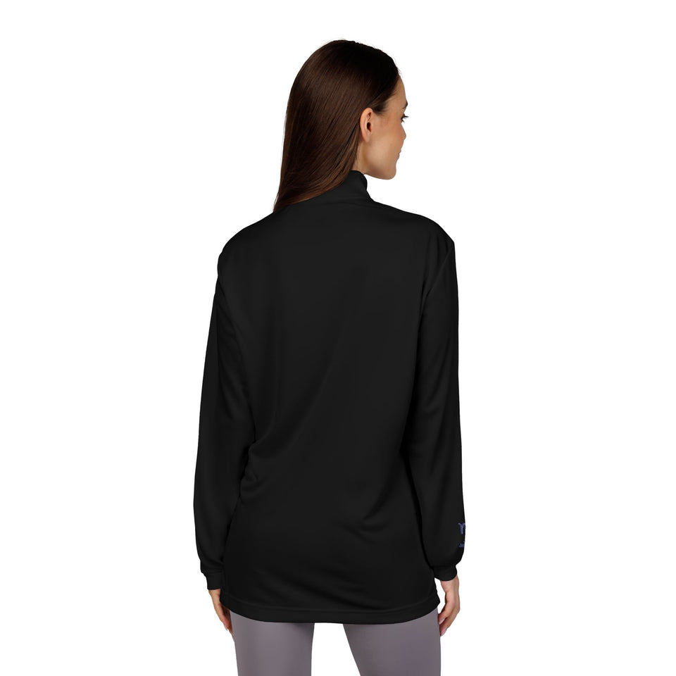 Green Floral Dragon Embroidery Quarter-Zip Pullover