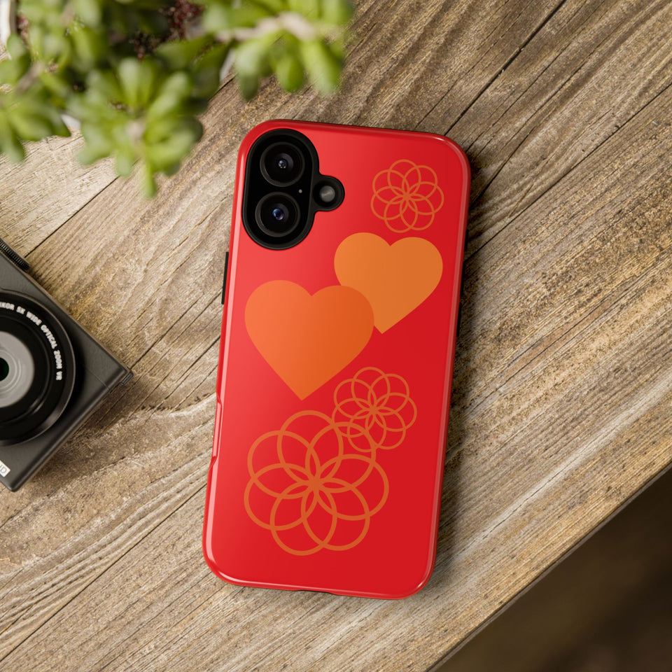 Stylish Phone Case with Floral Hearts Design, Tough Phone Cover, Unique Gift for Her, Trendy Accessories, Spring Vibe, Custom Cases