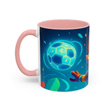 CartersLog Happy Fox Space Adventure Accent Coffee Mug – 11oz & 15oz Cute Cosmic Design