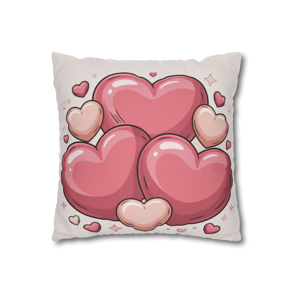 Heart Cluster Pillowcase — Cute Pink Valentine Decorative Throw Pillow