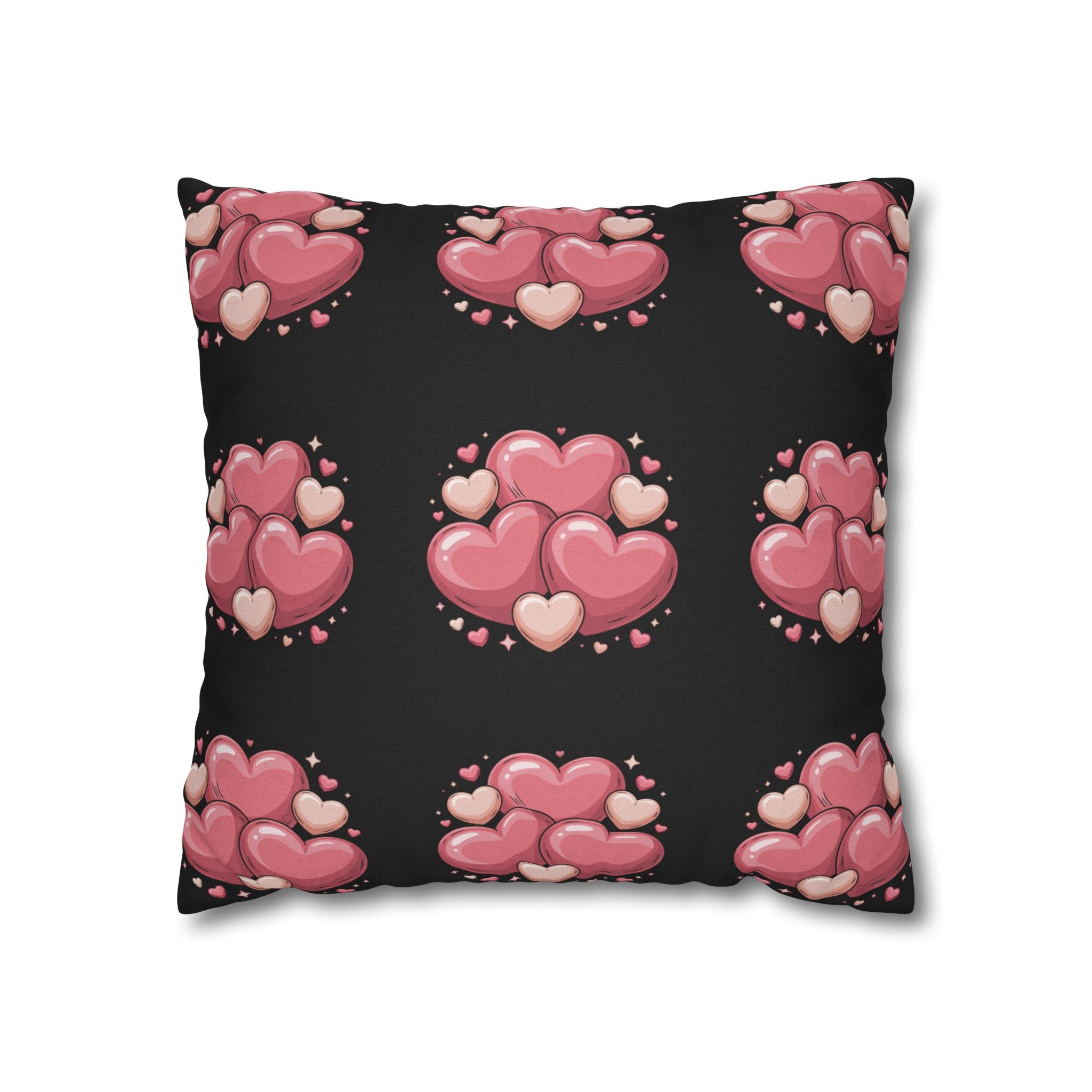 Heart Cluster Pillowcase — Cute Pink Valentine Decorative Throw Pillow