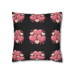 CartersLog Pink Heart Cluster Square Pillow Cover – Valentine’s Day Decorative Pillowcase