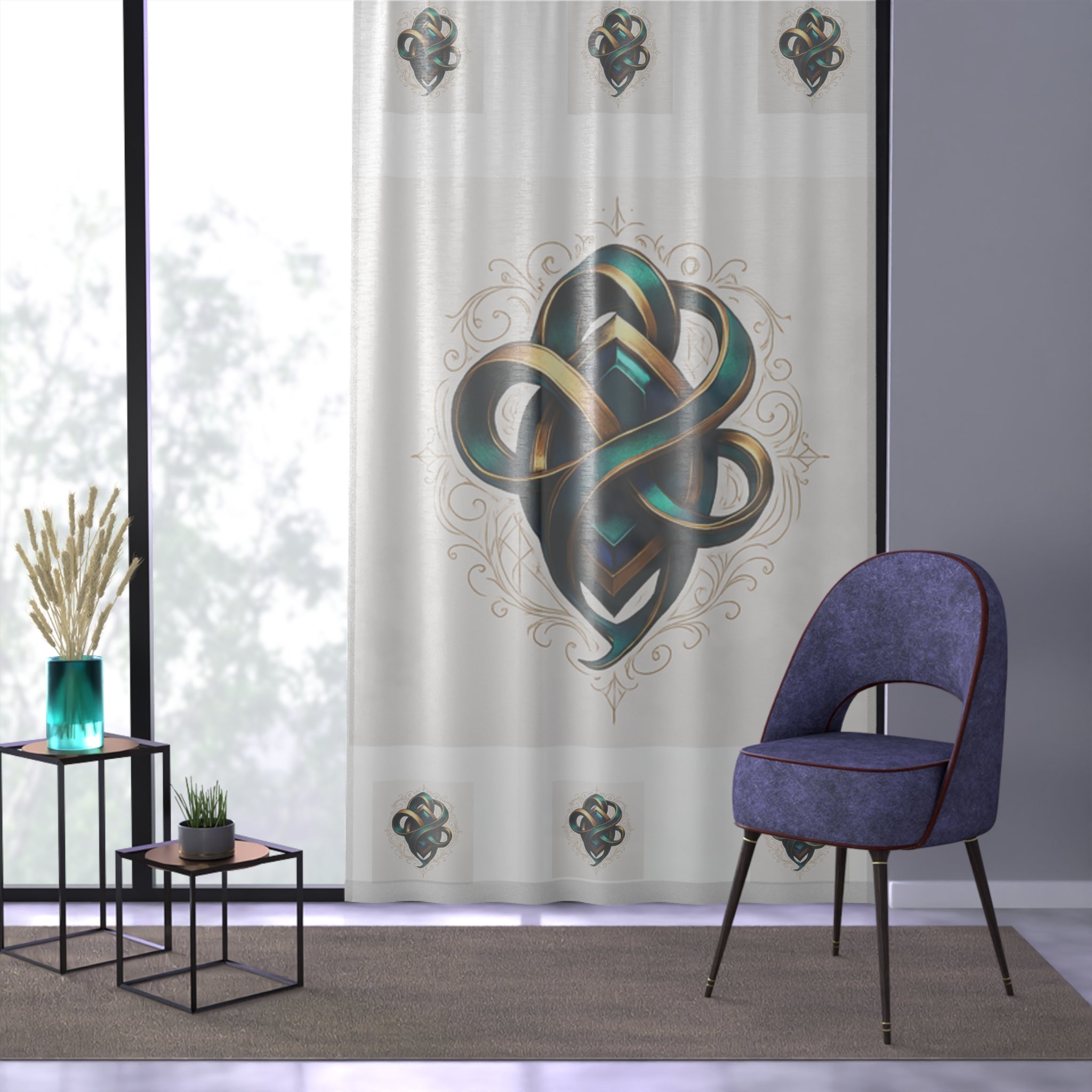 Elegant Decorative Window Curtain with Intricate Knot Design, Home Decor, Light Filtering, Living Room, Bedroom, Gift Idea