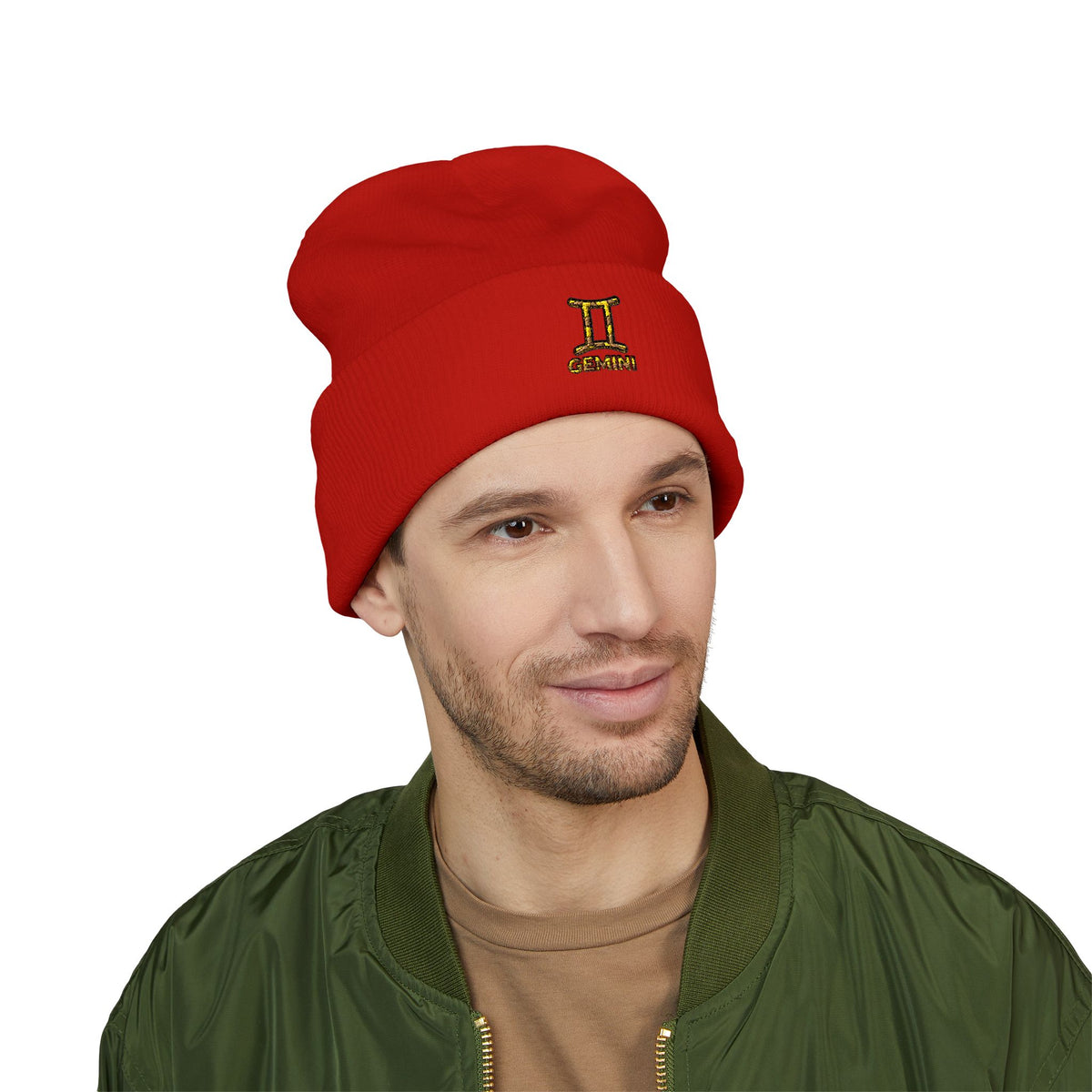 Embroidered Gemini Zodiac Cuffed Beanie