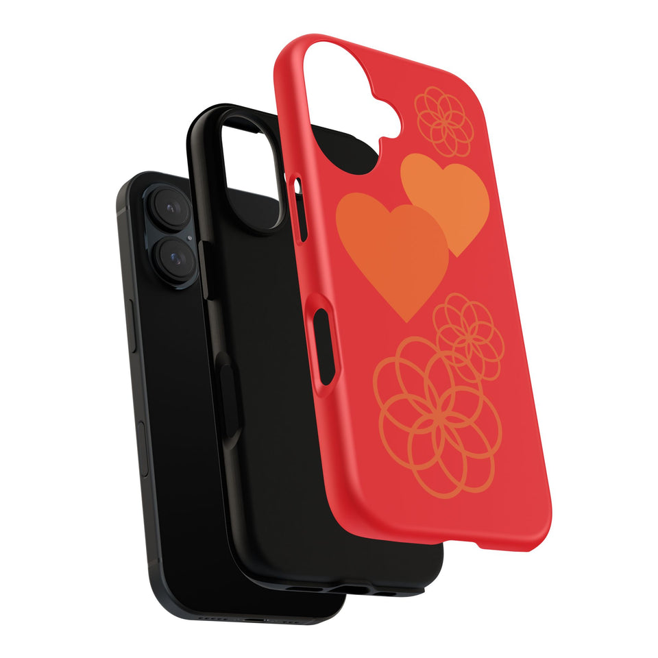 Stylish Phone Case with Floral Hearts Design, Tough Phone Cover, Unique Gift for Her, Trendy Accessories, Spring Vibe, Custom Cases