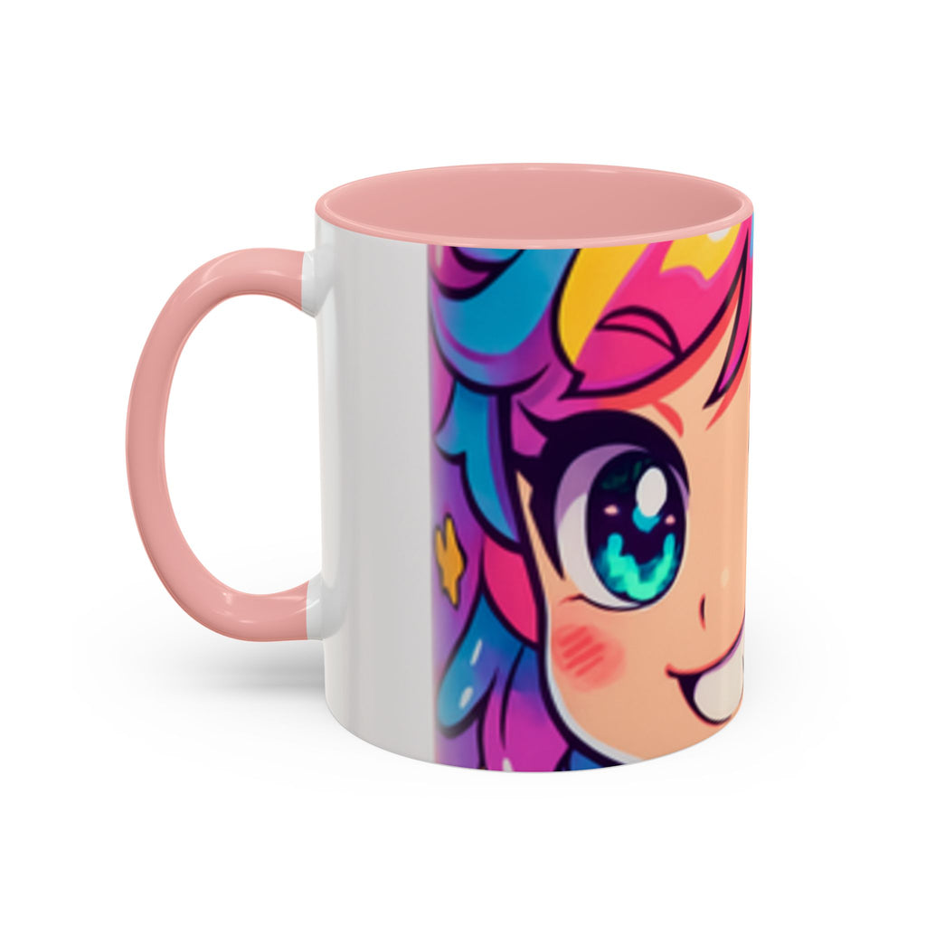 Vibrant Anime Inspired Coffee Mug, Cute Cat Lover Gift, Fun Kitchen Accessory, Bright Accent Mug for Daily Use, Whimsical Drinkware