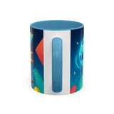 CartersLog Happy Fox Space Adventure Accent Coffee Mug – 11oz & 15oz Cute Cosmic Design