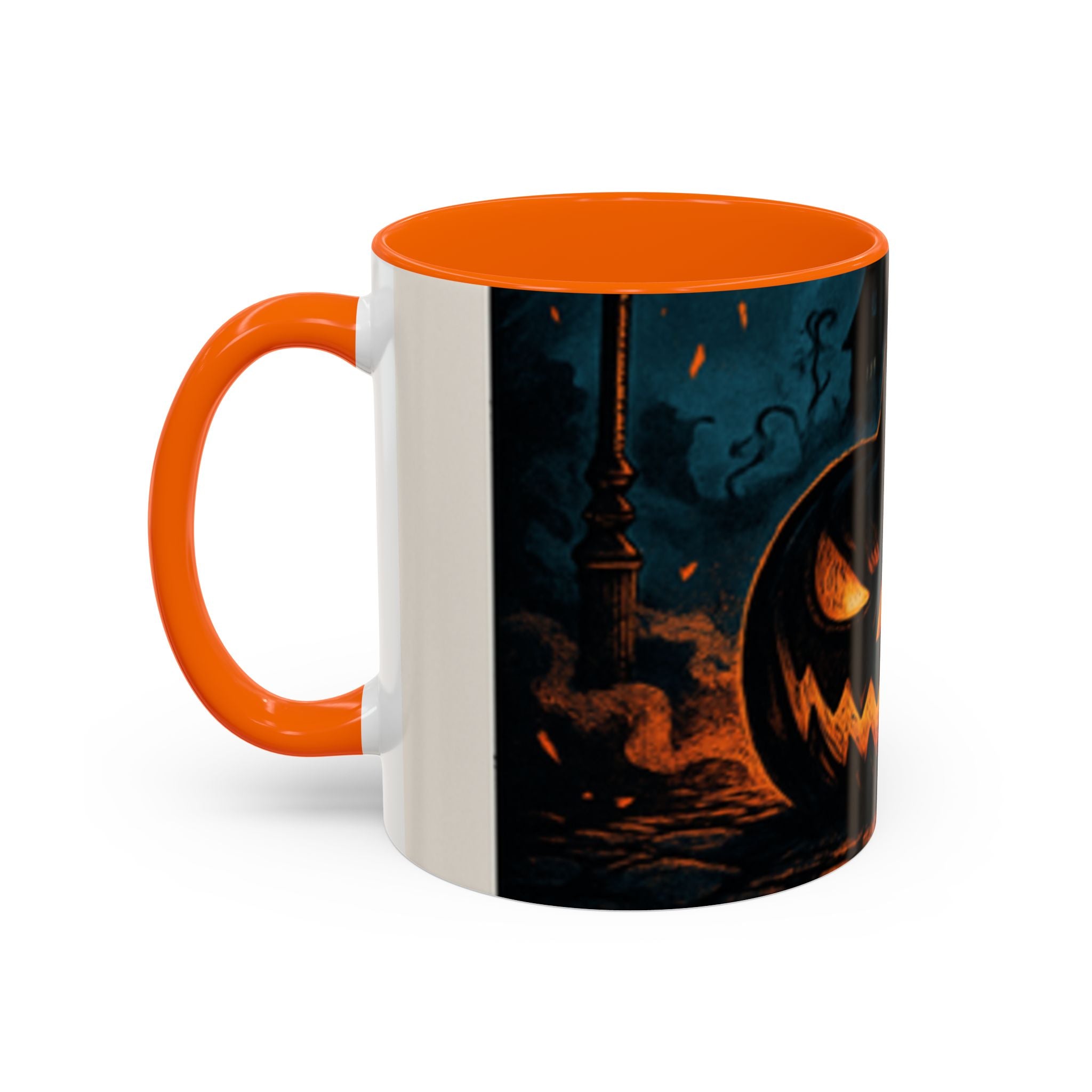 Spooky Pumpkin Coffee Accent Mug — Autumn Vibes Ceramic Coffee Cup (11/15 oz)