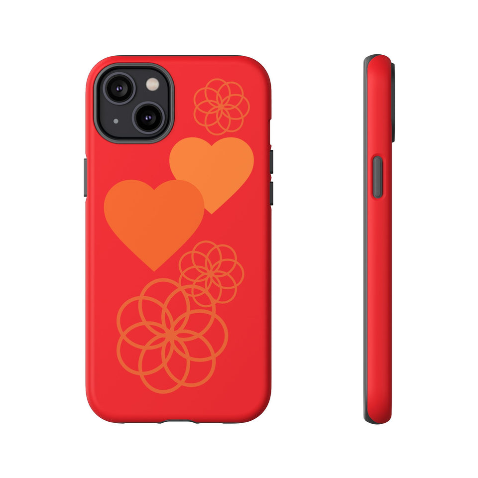 Stylish Phone Case with Floral Hearts Design, Tough Phone Cover, Unique Gift for Her, Trendy Accessories, Spring Vibe, Custom Cases