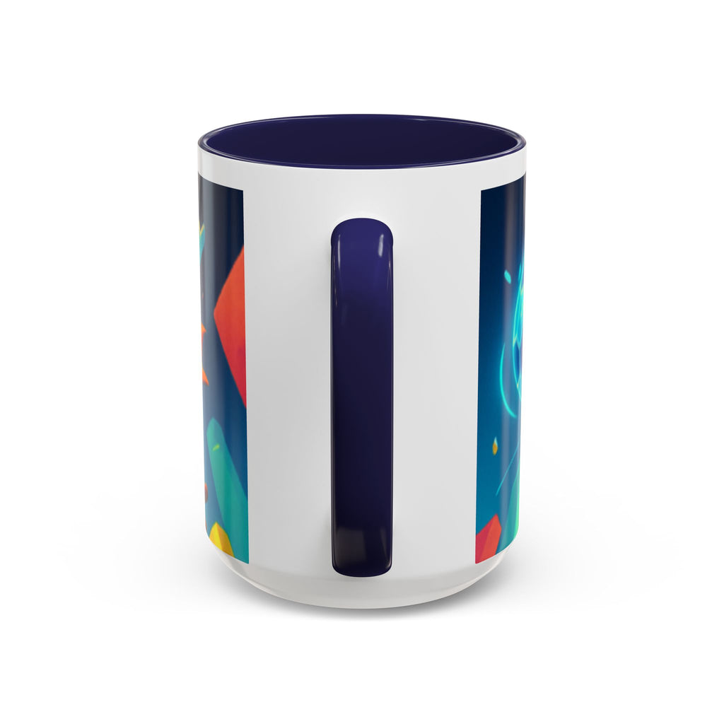 Happy Fox Space Adventure Accent Coffee Mug | Cute Fox Character, Colorful Cosmic Design